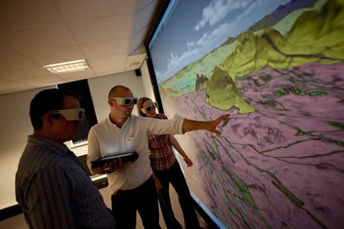 BGS scientists using the Keyworth immersive 3D visualisation facility